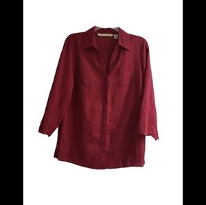 Burgundy David Brooks Collared Decorative sleeve Button Down
